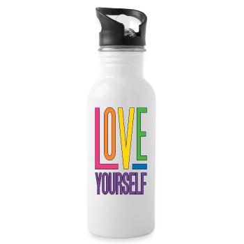 LGBTQ Pride Month - Love Yourself - Water bottle with straw - white - Right