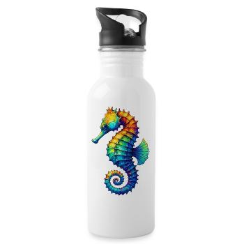 Seepferdchen - Trinkflasche mit integriertem Trinkhalm - Weiß - Rechts