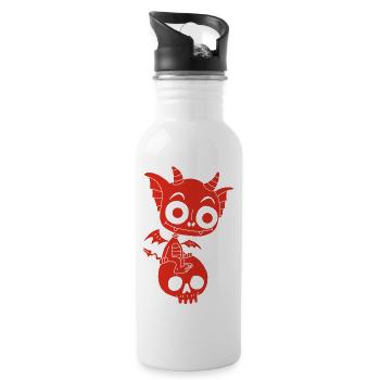 Little Red Demon Rests - Water bottle with straw - white - Right