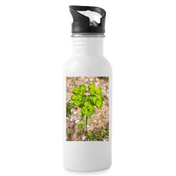 blühende bunte Wolfsmilch (Euphorbia) Blume - Trinkflasche mit integriertem Trinkhalm - Weiß - Rechts