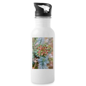 blooming colorful Wolfsmilch (Euphorbia) flower - Water bottle with straw - white - Right