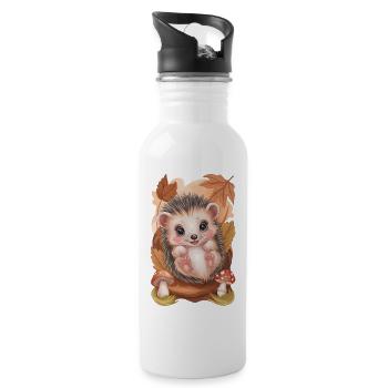 Entzückender Baby-Igel - Trinkflasche mit integriertem Trinkhalm - Weiß - Rechts