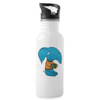 Elefant Tee - Trinkflasche mit integriertem Trinkhalm - Weiß - Rechts