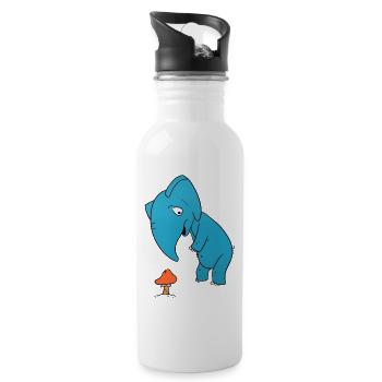 Elefant Pilz - Trinkflasche mit integriertem Trinkhalm - Weiß - Rechts
