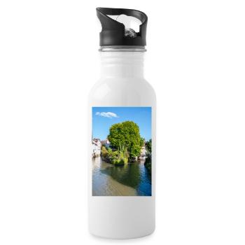 Cityscape of Esslingen am Neckar from Agnesbrücke - Water bottle with straw - white - Right