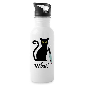Was | Killer Katze, lustige Bilder, Katzenliebe - Trinkflasche mit integriertem Trinkhalm - Weiß - Rechts