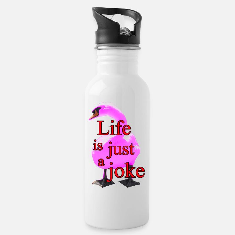 swan - Water bottle with straw - white