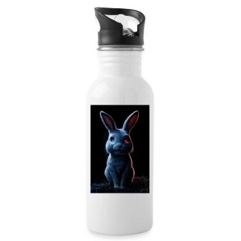 Yin und Yang des Hasen - Trinkflasche mit integriertem Trinkhalm - Weiß - Rechts