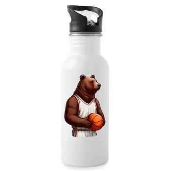 Bear Basketball Player - Water bottle with straw - white - Right