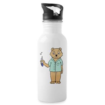 Chemie - Trinkflasche mit integriertem Trinkhalm - Weiß - Rechts