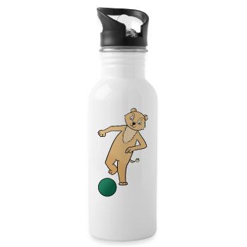 Fussball - Trinkflasche mit integriertem Trinkhalm - Weiß - Rechts
