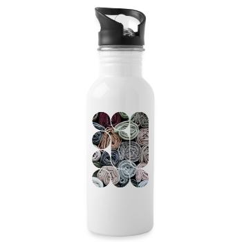 Ästhetische Harmonie der Stoffe - Trinkflasche mit integriertem Trinkhalm - Weiß - Rechts