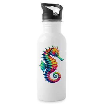 Seepferdchen - Trinkflasche mit integriertem Trinkhalm - Weiß - Rechts