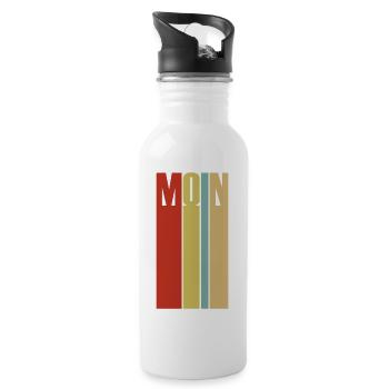 Moin - Guten Morgen - Nordsee - Ostsee - Anker - Trinkflasche mit integriertem Trinkhalm - Weiß - Rechts