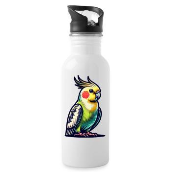 Calopsitte mignonne - Gourde avec paille intégrée - blanc - Droite
