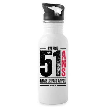 j ai 51 ans / t-shirt 51 ans / idée cadeau 51 ans - Gourde avec paille intégrée - blanc - Droite