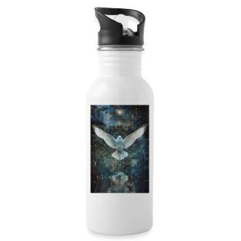 Heilige Geometrie - Trinkflasche mit integriertem Trinkhalm - Weiß - Rechts