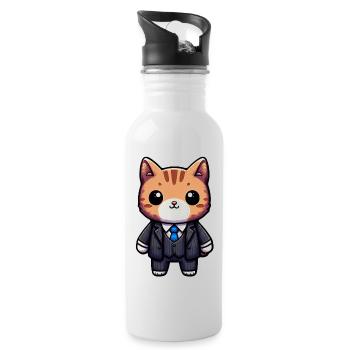 Charming Cat Executive - Water bottle with straw - white - Right