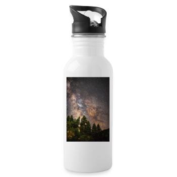 Galaxie de la Voie lactée parmi les arbres - Gourde avec paille intégrée - blanc - Droite