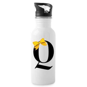 Letter q yellow bow - Water bottle with straw - white - Right