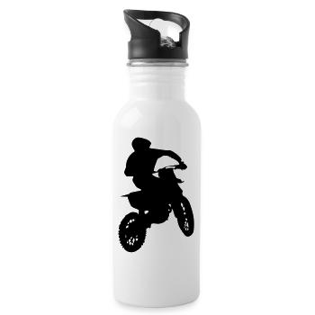 motocross racer - Trinkflasche mit integriertem Trinkhalm - Weiß - Rechts