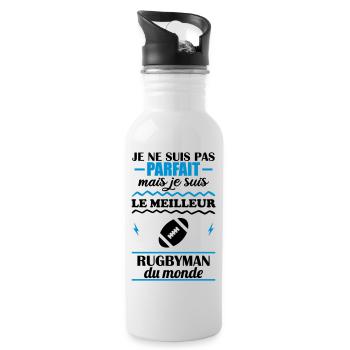 Pas parfait mais meilleur rugbyman du monde - Gourde avec paille intégrée - blanc - Droite