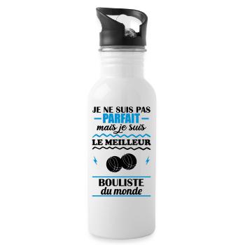Pas parfait mais meilleur bouliste, pétanque - Gourde avec paille intégrée - blanc - Droite