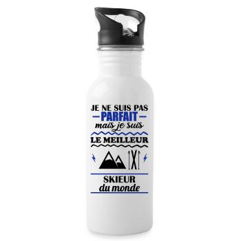 Pas parfait mais meilleur skieur du monde - Gourde avec paille intégrée - blanc - Droite