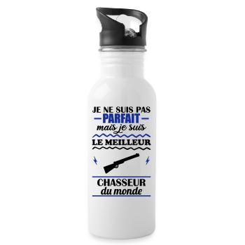 Pas parfait mais meilleur chasseur du monde - Gourde avec paille intégrée - blanc - Droite