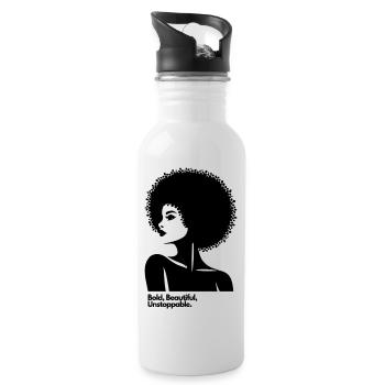Afro Queen Silhouette - Trinkflasche mit integriertem Trinkhalm - Weiß - Rechts
