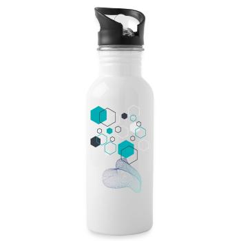 GeoFusion 3: Kühnes geometrisches Design - Trinkflasche mit integriertem Trinkhalm - Weiß - Rechts