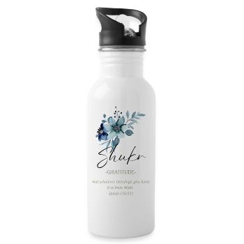 Shukr Gratitude Calligraphy Art - Water bottle with straw - white - Right