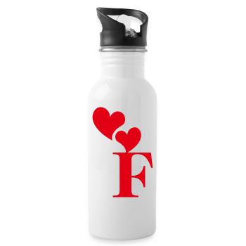 Buchstabe f rotes Herz - Trinkflasche mit integriertem Trinkhalm - Weiß - Rechts