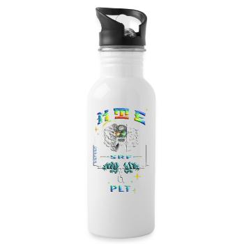 Kitesurfpilot - Trinkflasche mit integriertem Trinkhalm - Weiß - Rechts