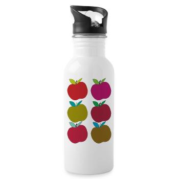 Apel pattern colorful - Water bottle with straw - white - Right