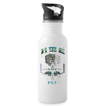 Kitesurfpilot - Trinkflasche mit integriertem Trinkhalm - Weiß - Rechts
