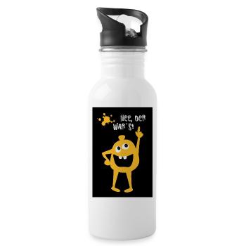 Poster Monster frech Zeigefinger Comic Bürohumor - Trinkflasche mit integriertem Trinkhalm - Weiß - Rechts
