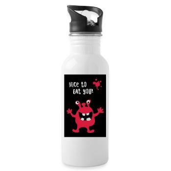 Poster Monster Nice Eat Halloween Funny Cool - Water bottle with straw - white - Right