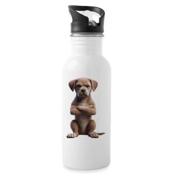 Hund grimmig 3 - Trinkflasche mit integriertem Trinkhalm - Weiß - Rechts
