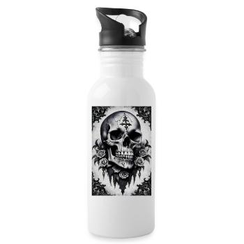 Poster Grungy Gothic Totenkopf Totenkopf - Trinkflasche mit integriertem Trinkhalm - Weiß - Rechts