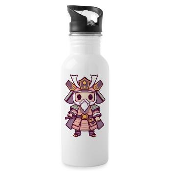 Wise Samurai in Regal Pink Armor - Water bottle with straw - white - Right