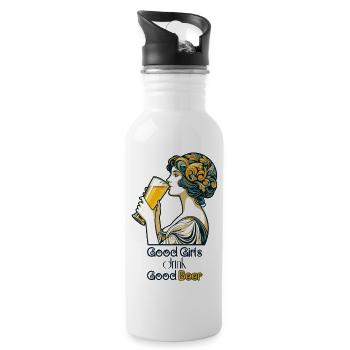 Bonne fille boire bonne bière cadeau - Gourde avec paille intégrée - blanc - Droite