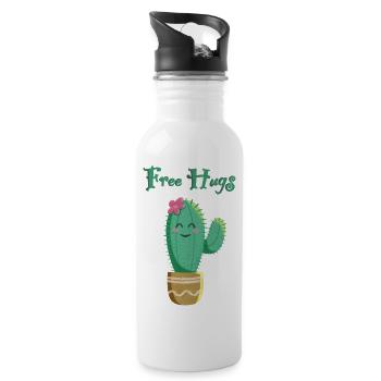 Cute cactus loves hugs - Water bottle with straw - white - Right