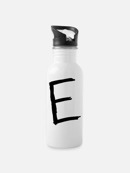 Buchstaben E - Trinkflasche mit integriertem Trinkhalm - Weiß