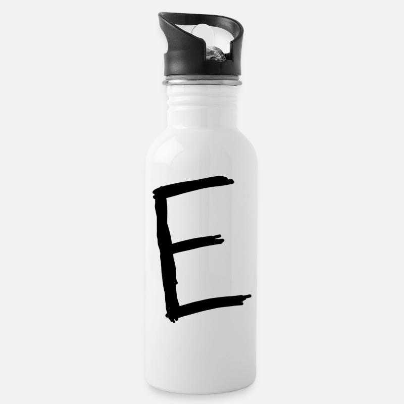 Buchstaben E - Trinkflasche mit integriertem Trinkhalm - Weiß