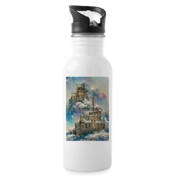Winterliches Schloss im Sonnenlicht Winter Sunlit - Trinkflasche mit integriertem Trinkhalm - Weiß - Rechts