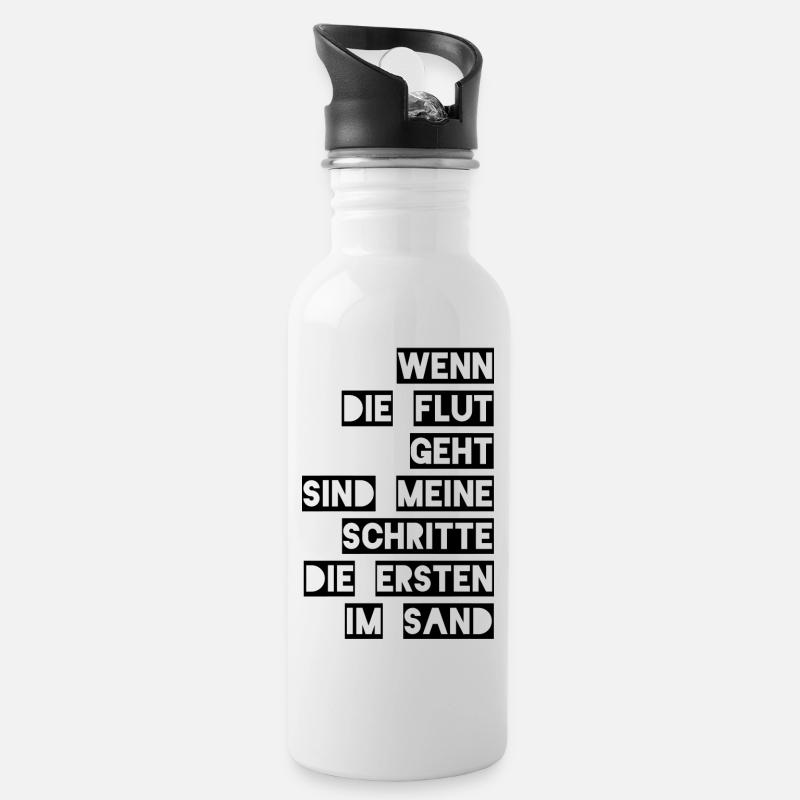 Wenn die Flut geht - Trinkflasche mit integriertem Trinkhalm - Weiß