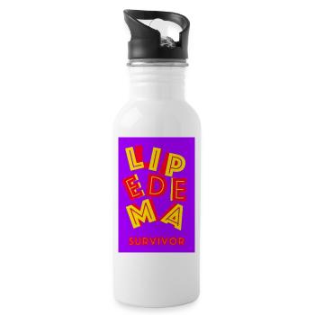 Lipedema Survivor - Trinkflasche mit integriertem Trinkhalm - Weiß - Rechts