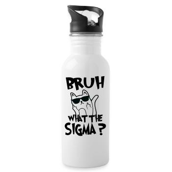 Bruh, was zum Sigma? - Trinkflasche mit integriertem Trinkhalm - Weiß - Rechts
