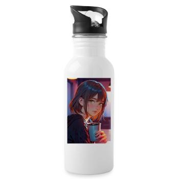 "Anime Girl Design - Motif Manga Esthétique pour - Gourde avec paille intégrée - blanc - Droite